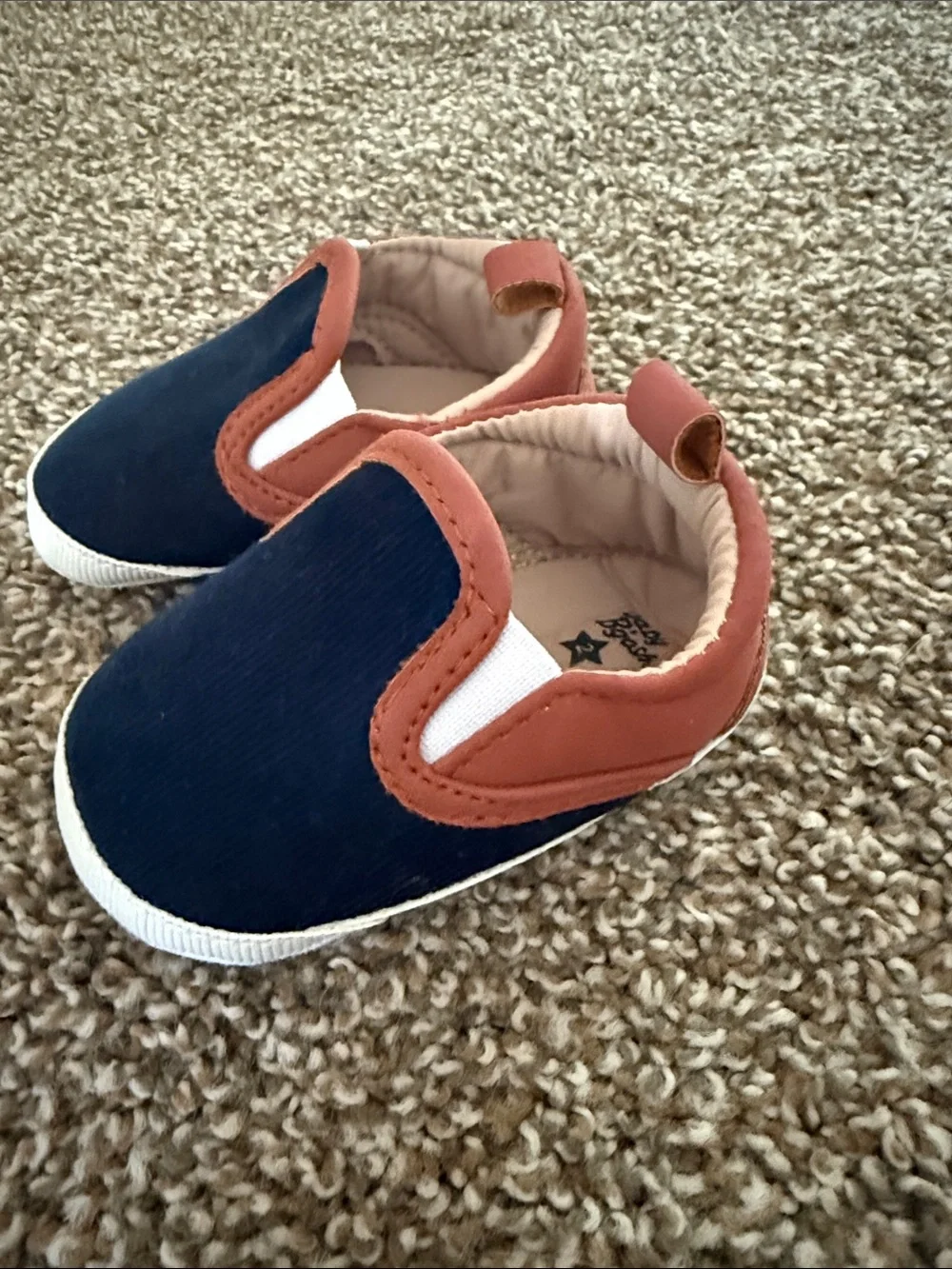 Baby Slip-On Canvas Shoes in Navy and Brown